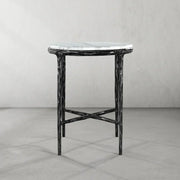 Hand-Forged Metal Round Marble Side Table 18