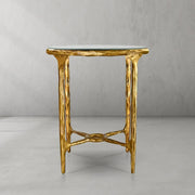 Hand-Forged Metal Glass Round Side Table 18