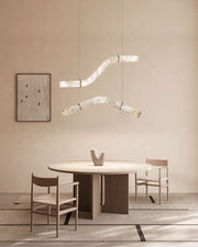 Minimalist Long Cord Ceiling Pendant Alabaster Lighting