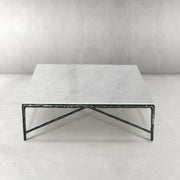 Hand-Forged Metal Marble Square Coffee Table 36