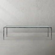 Hand-Forged Metal Glass Rectangular Dining Table