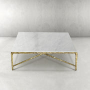 Hand-Forged Metal Marble Square Coffee Table 36