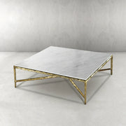 Hand-Forged Metal Marble Square Coffee Table 36
