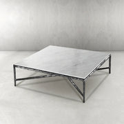 Hand-Forged Metal Marble Square Coffee Table 36
