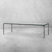 Hand-Forged Metal Glass Rectangular Dining Table