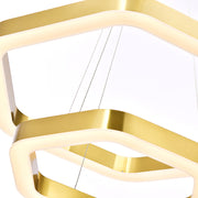 Hexagon 2-tier Golden Round Chandelier 16