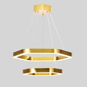 Hexagon 2-tier Golden Round Chandelier 16