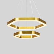 Hexagon 2-tier Golden Round Chandelier 16