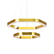 Hexagon 2-tier Golden Round Chandelier 16