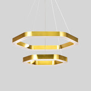 Hexagon 2-tier Golden Round Chandelier 16