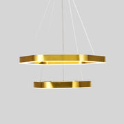 Hexagon 2-tier Golden Round Chandelier 16