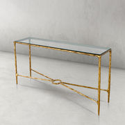 Hand-Forged Metal Rectangle Glass Console Table 60