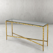 Hand-Forged Metal Rectangle Glass Console Table 60