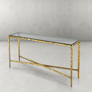 Hand-Forged Metal Rectangle Glass Console Table 60