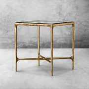 Hand-Forged Metal Glass Square Side Table 18