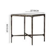 Hand-Forged Metal Glass Square Side Table 18
