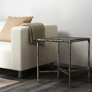 Hand-Forged Metal Glass Square Side Table 18