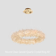 24-47 Inch Round Clear Geode Quartz Crystal Ring Pendant Light Modern Chandelier for Living Room