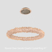 24-47 Inch Round Clear Geode Quartz Crystal Ring Pendant Light Modern Chandelier for Living Room