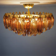 Prismatico 91 Elements Amber And Amethyst Compact Glass Chandelier 25