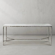 Hand-Forged Metal Rectangle Marble Desk