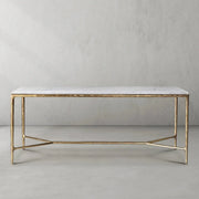 Hand-Forged Metal Rectangle Marble Desk
