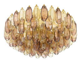 Prismatico 91 Elements Amber And Amethyst Compact Glass Chandelier 25