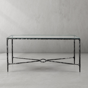 Hand-Forged Metal Rectangle Glass Console Table 60