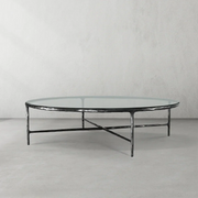 Hand-Forged Metal Glass Round Coffee Table 36