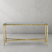 Hand-Forged Metal Rectangle Glass Console Table 60