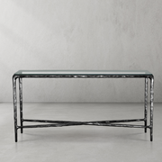 Hand-Forged Metal Rectangle Glass Console Table 60