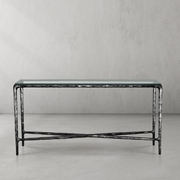 Hand-Forged Metal Rectangle Glass Console Table 60